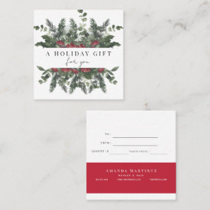 Greenery & Red Berries Holiday Gift Certificate