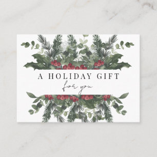 Greenery & Red Berries Holiday Gift Certificate