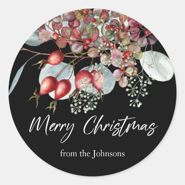 Greenery Red Green Christmas Sticker (Front)