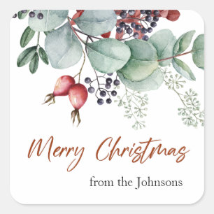 Greenery Red Green Christmas Sticker