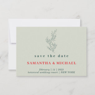 Greenery Red Indie Autumn Floral Save the date Invitation
