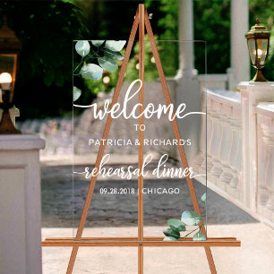 Greenery Rehearsal Dinner Welcome Acrylic Sign