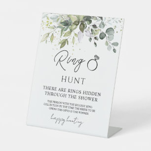 Greenery Ring Hunt Bridal Shower Game Pedestal Sign
