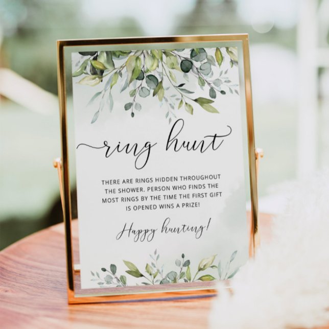Greenery ring hunt bridal shower game poster (Creator Uploaded)