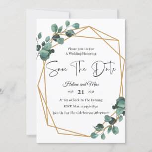 Greenery Romantic Photo Save The Date Invitation