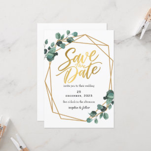 Greenery Romantic Save The Date Invitation