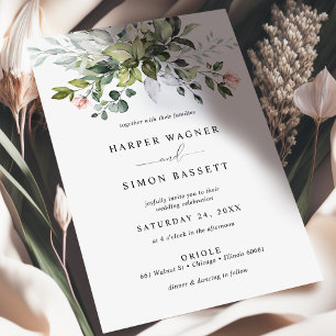 Greenery Roses Succulent Eucalyptus Wedding Invitation