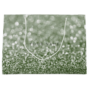Greenery Rosmarin Cali Green Glitter Favor Gift Large Gift Bag