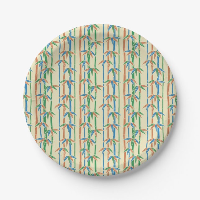 Greenery Rustic Bamboo Forest  Paper Plate (Front)