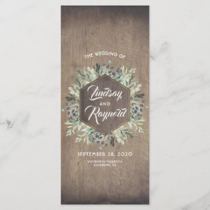Greenery   Rustic Country Barn Wedding Programs Programme