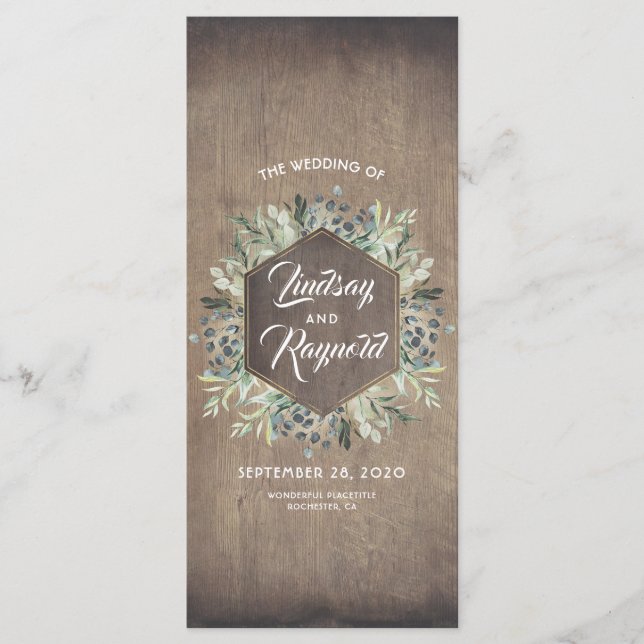 Greenery | Rustic Country Barn Wedding Programs Programme (Front)