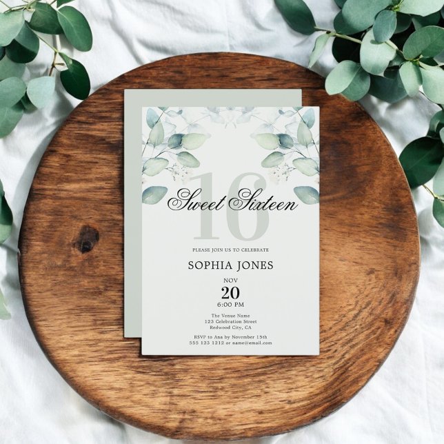 Greenery Rustic Elegant Sweet 16  Invitation (Creator Uploaded)