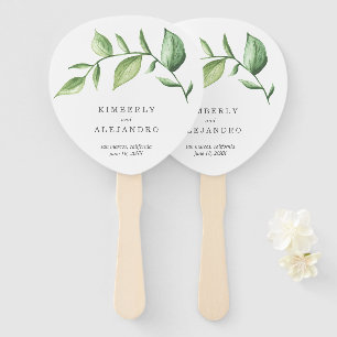 Greenery Rustic Elegant Watercolor Wedding Hand Fan