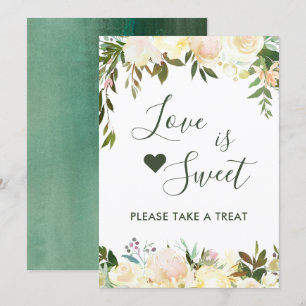 Greenery Rustic Floral Love is Sweet Dessert Bar Invitation