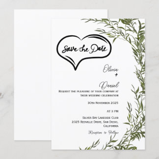 Greenery Rustic Save The Date Invitation