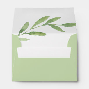 Greenery Rustic Simple Elegant Watercolor Wedding Envelope