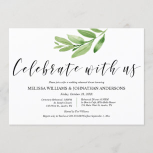 Greenery Rustic Wedding Rehearsal and Dinner Invitation