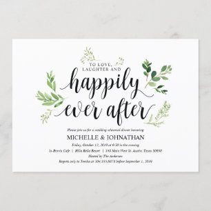 Greenery rustic Wedding Rehearsal Dinner Invites