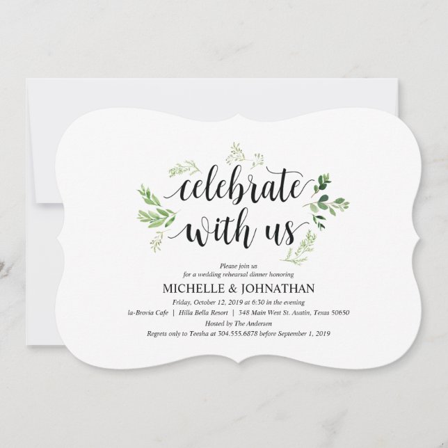 Greenery rustic Wedding Rehearsal Dinner Invites (Front)