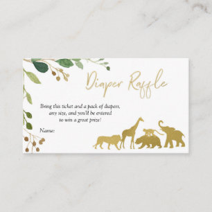 Greenery Safari Animal Diaper Raffle Card