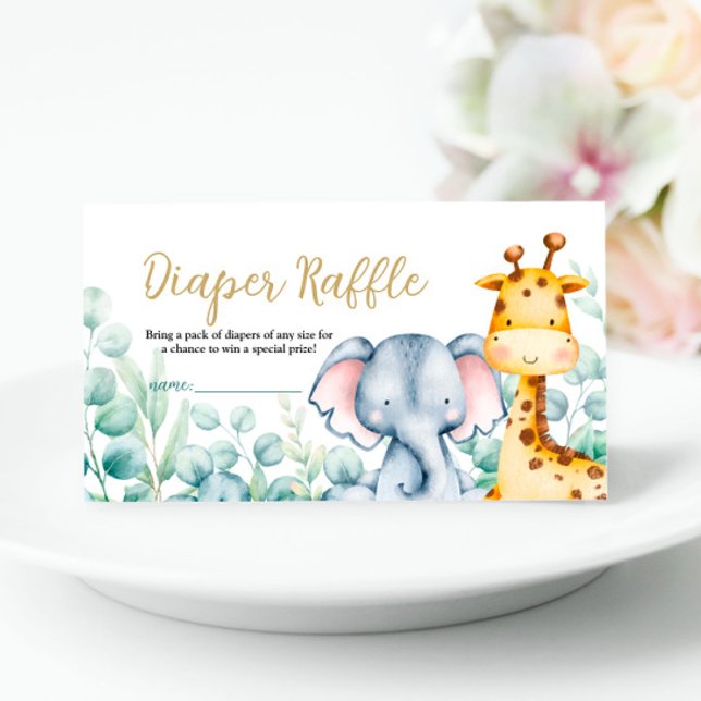 Greenery Safari Jungle Animals Diaper Raffle Card (Creator Uploaded)