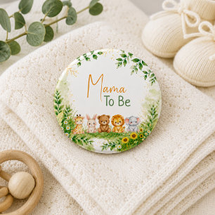 Greenery Safari Jungle Wild Animals Baby Shower 7.5 Cm Round Badge