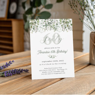 Greenery Sage Green 60th Birthday Invitation