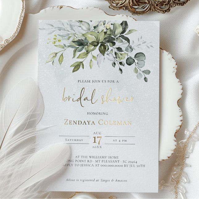 Greenery Sage Green Bridal Shower Invitation (Creator Uploaded)