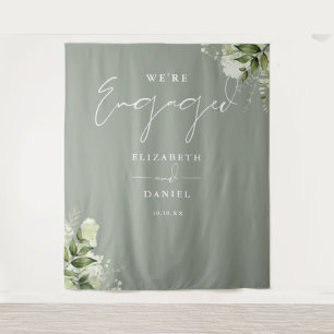 Greenery Sage Green Engagement Party Backdrop Tapestry
