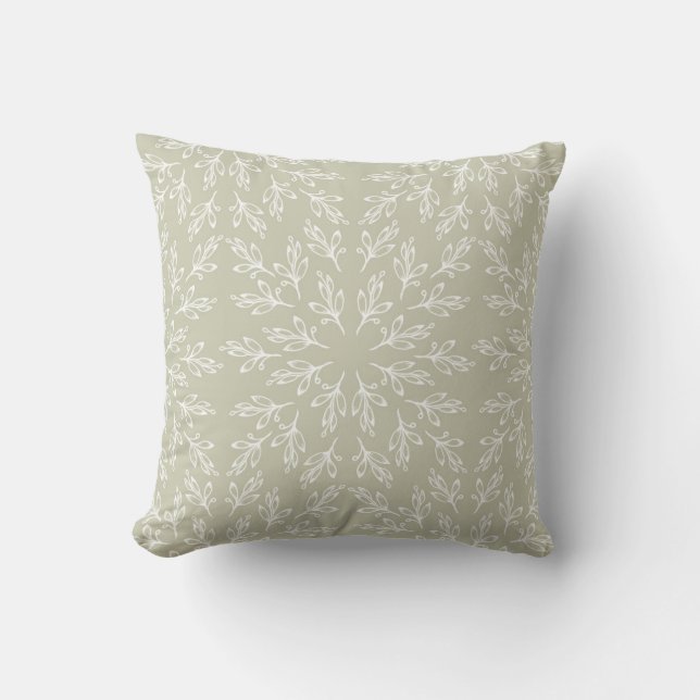 Greenery sage green mandala floral  cushion (Front)