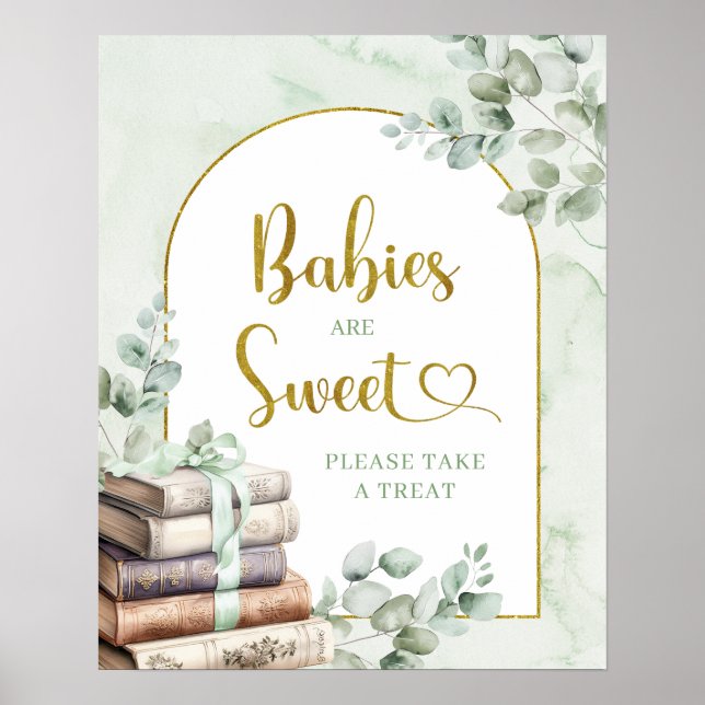 Greenery Sage Storybook Baby are Sweet Poster (Front)