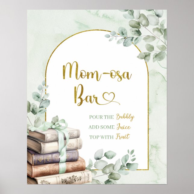 Greenery Sage Storybook Baby Shower Mum-osa Poster (Front)
