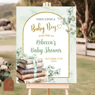 Greenery Sage Storybook Baby Shower Welcome Sign