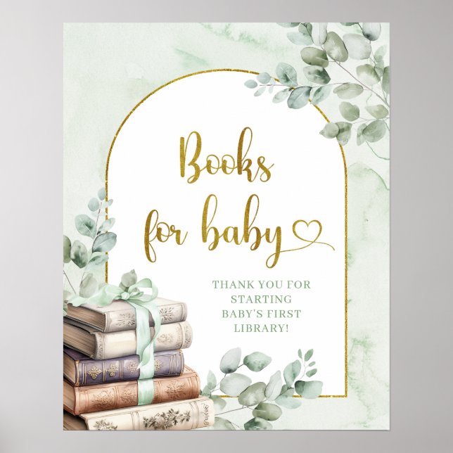 Greenery Sage Storybook Books for Baby Poster (Front)