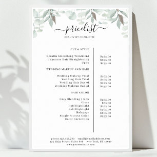 Greenery Salon Preisliste Poster
