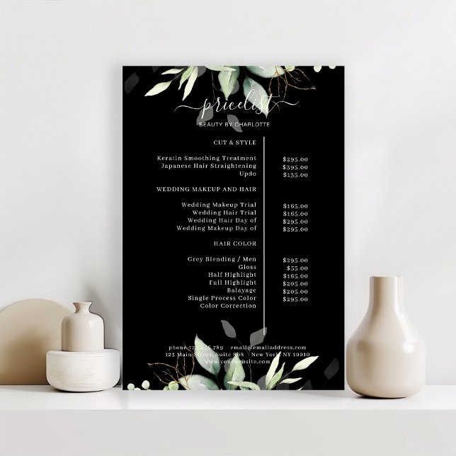 Greenery Salon Price List Poster (Creator Uploaded)