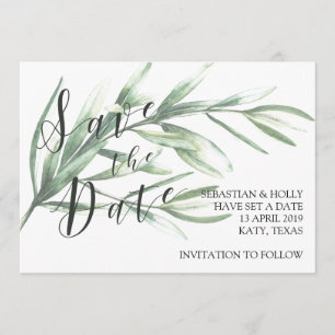 Greenery Save the Date Invitation Card