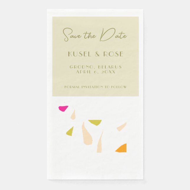 Greenery Save the Date Paper Napkin (Front)