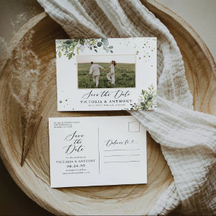 Greenery Save The Date Postcard
