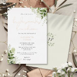 Greenery Script Monogram Bridesmaids Luncheon Foil<br><div class="desc">This elegant real foil botanical greenery leaves bridesmaid's luncheon invitation can be personalised with your information in chic typography with your monogram initials on the reverse. Designed by Thisisnotme©</div>