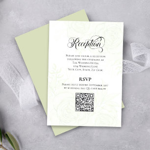 Greenery Script Wedding QR Code Reception Card