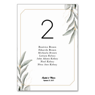 Greenery Seating Chart Cards