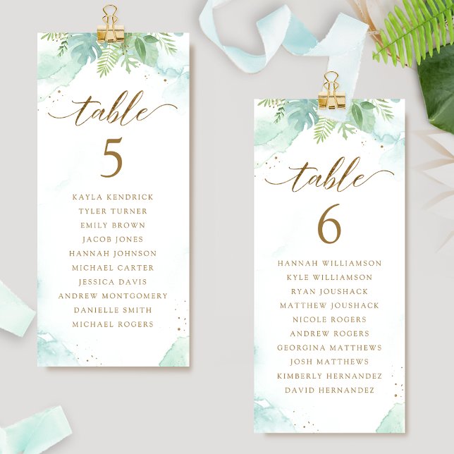 Greenery Seating Plan Cards with Guest Names (Creator Uploaded)