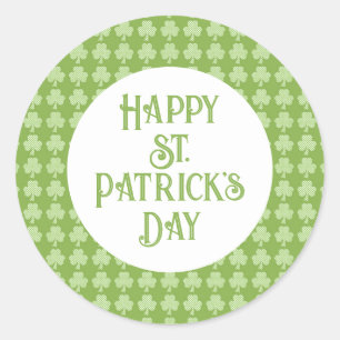 Greenery Shamrock Clover Polka dots Patrick's Day Classic Round Sticker