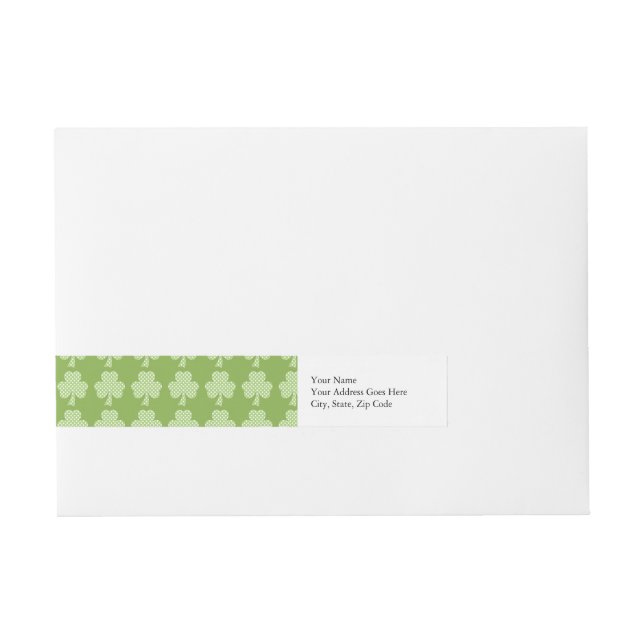 Greenery Shamrock Clover Polka dots Patrick's Day Wraparound Address Label (Front)