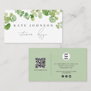 Greenery Signature Script QR Code Social Media  Business Card