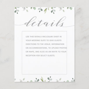 Greenery Silver Fancy Calligraphy Wedding Details