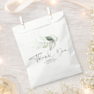 Greenery Silver Leaves Elegant Thank You Favour Bags