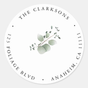 Greenery Simple Round Return Address Label