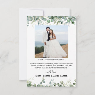 Greenery Simple Script Wedding Thank You Card